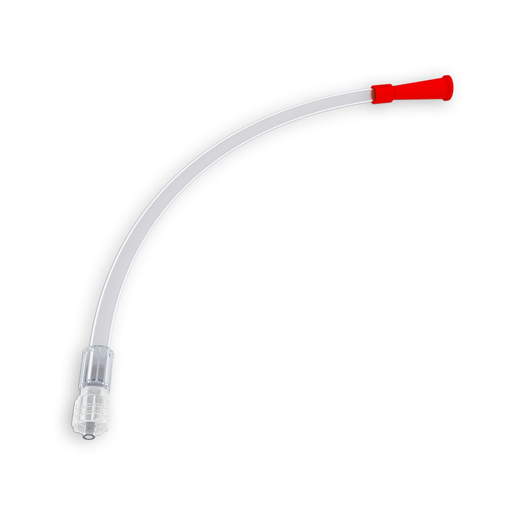 Zwischenstück, 100 mm, Konnektor m. Überwurfmutter, Trichter Ch. 18